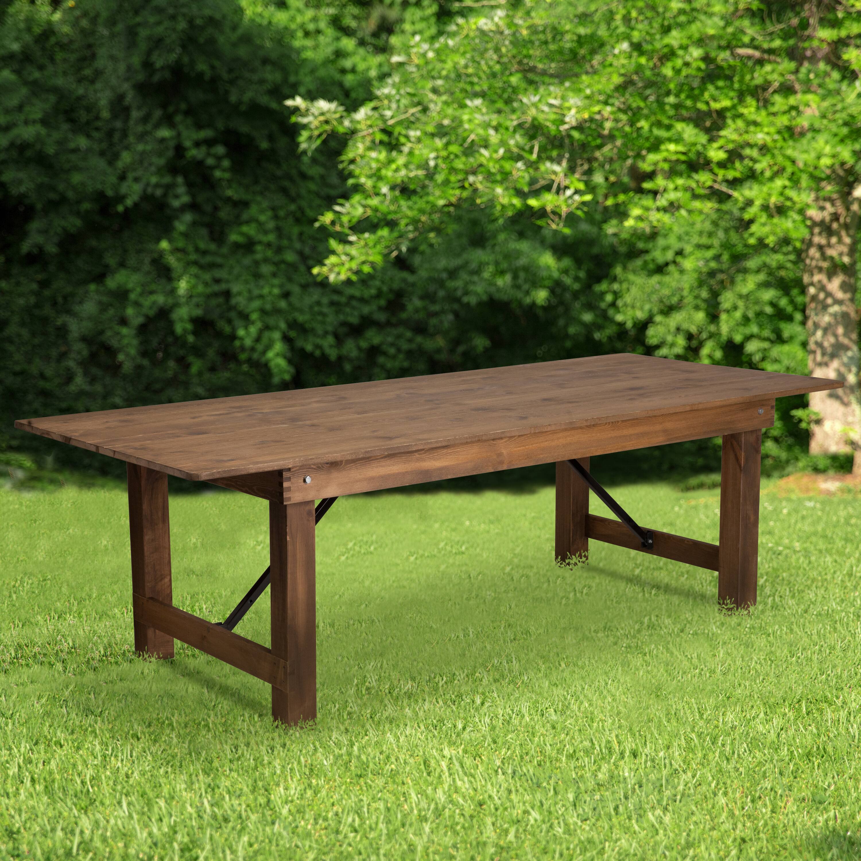 Alt View 12. Alamont Home - Hercules 8' x 40" Rectangular Antique Rustic Solid Pine Folding Farm Table - Antique Rustic.