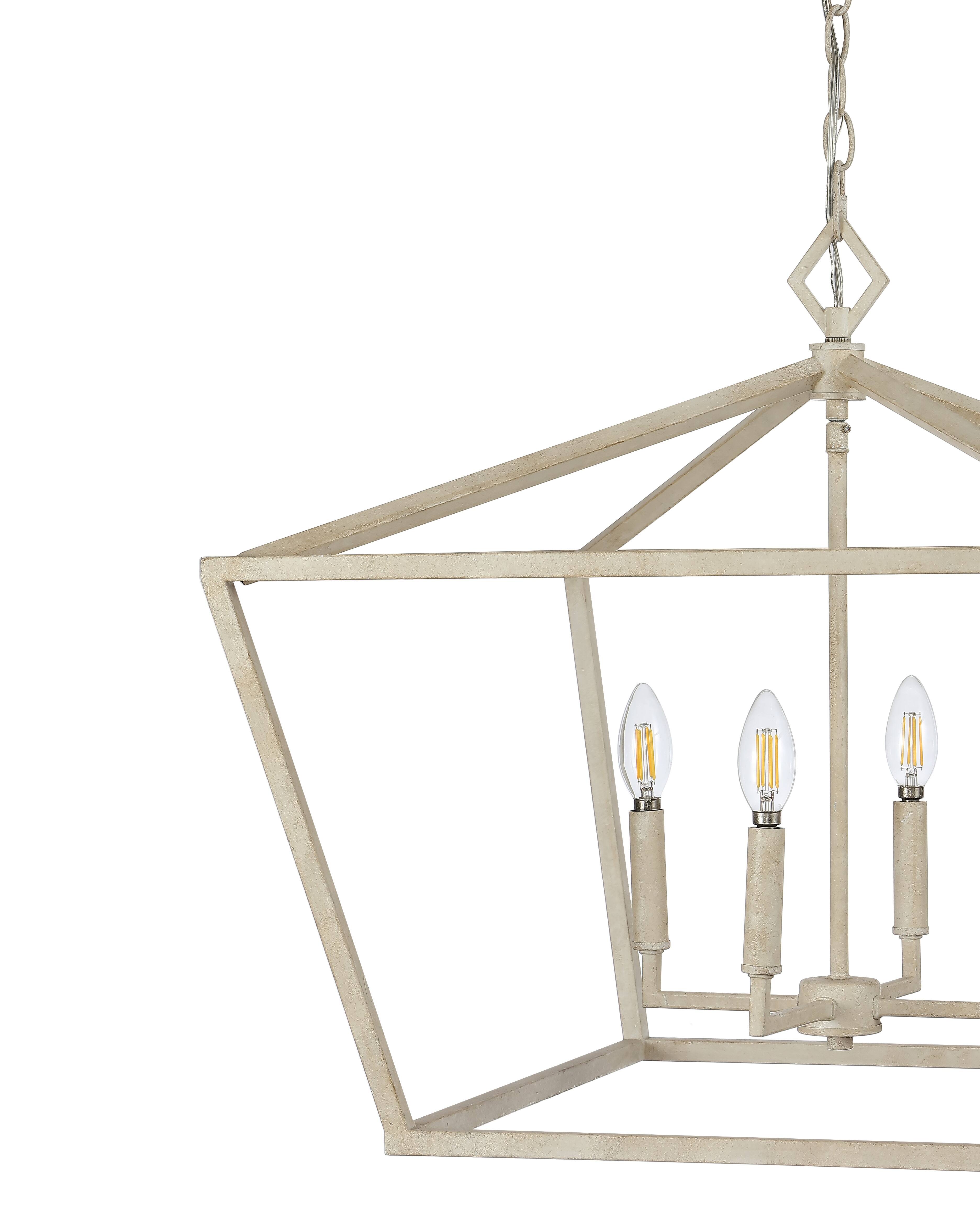Alt View 4. Jonathan Y - Gatsby 23" 4-Light Adjustable Iron Rustic Glam LED Pendant, Antiqued White - White.