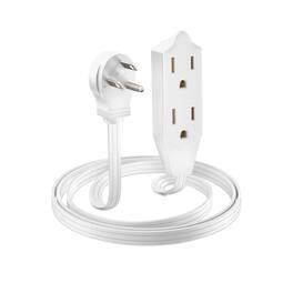 Maximm - 3 ft Flat Plug Extension Cord/Wire, Multi Outlet - 3 Prong Angled Plug Extension Cord - UL Certified - White
