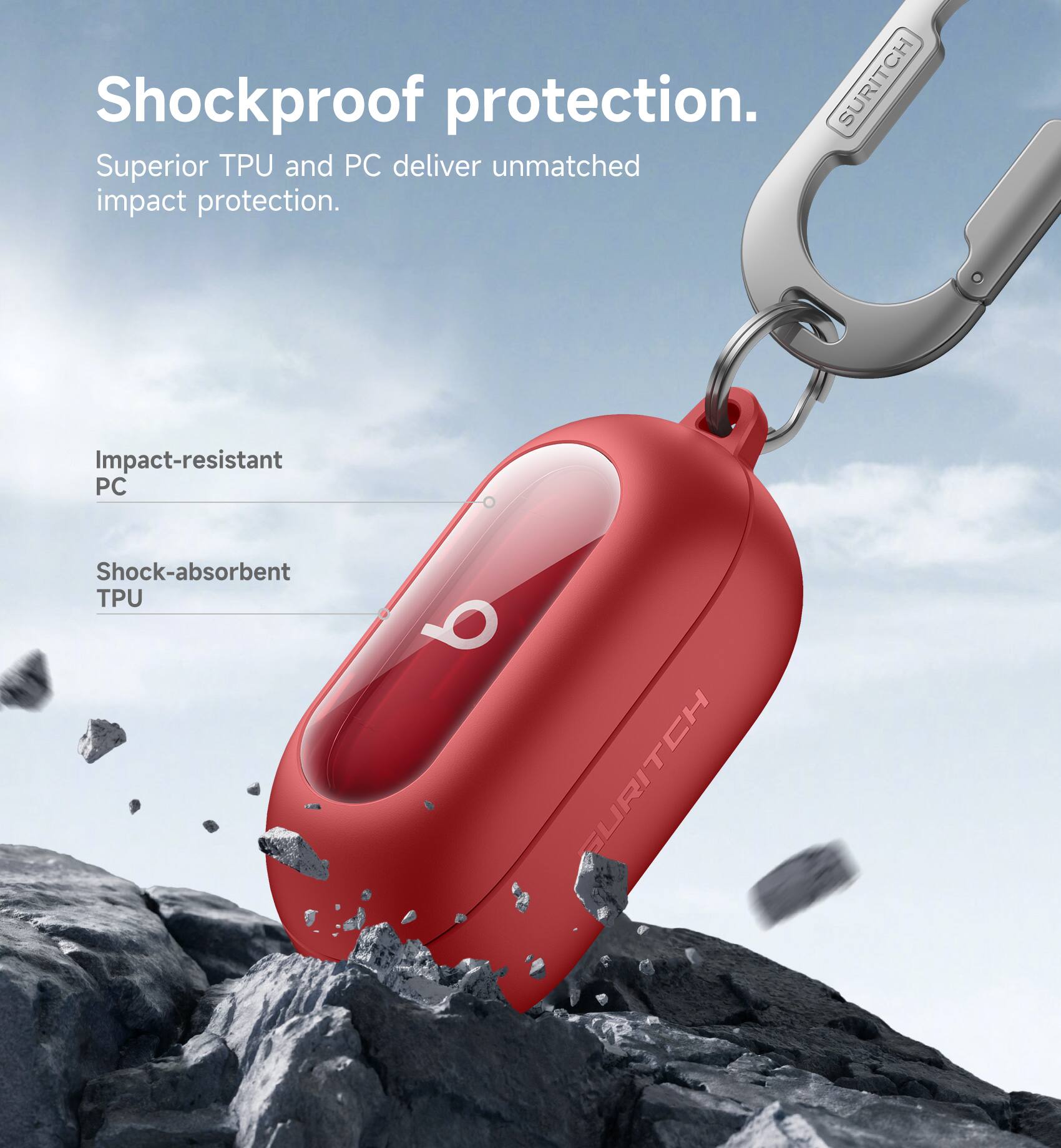 Shockproof protection.  
Superior TPU and PC deliver unmatched impact protection.  
Impact-resistant PC  
Shock-absorbent TPU