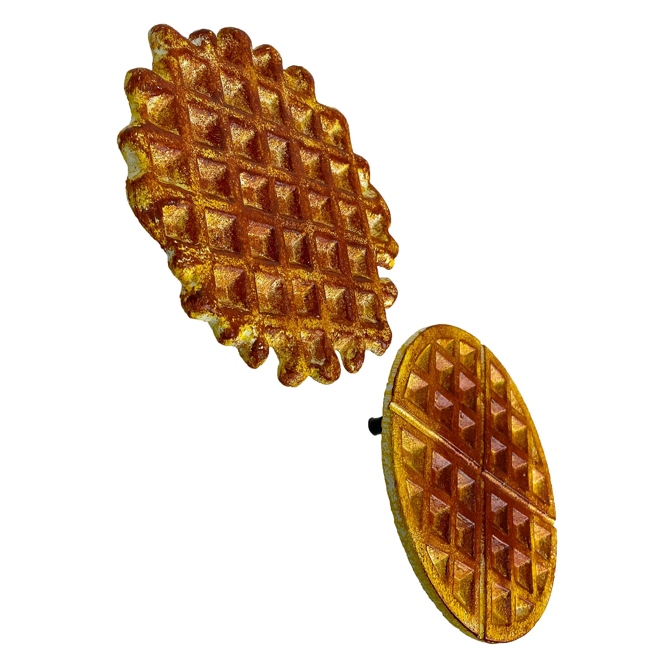 Alt View 1. Zeckos - Set of 2 Cast Iron Waffle Trivets Plaques Kitchen Decor Zeckos - Brown.