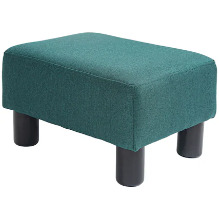 Front. Homcom - Ottoman Foot Rest, Foot Stool with Linen Fabric Upholstery and Plastic Legs - Green.