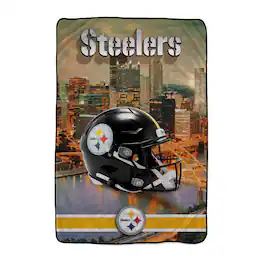 Pegasus - Pittsburgh Steelers 66" x 95" Oversized Skyline Series Helmet Ultra Cozy Blanket - Multicolor