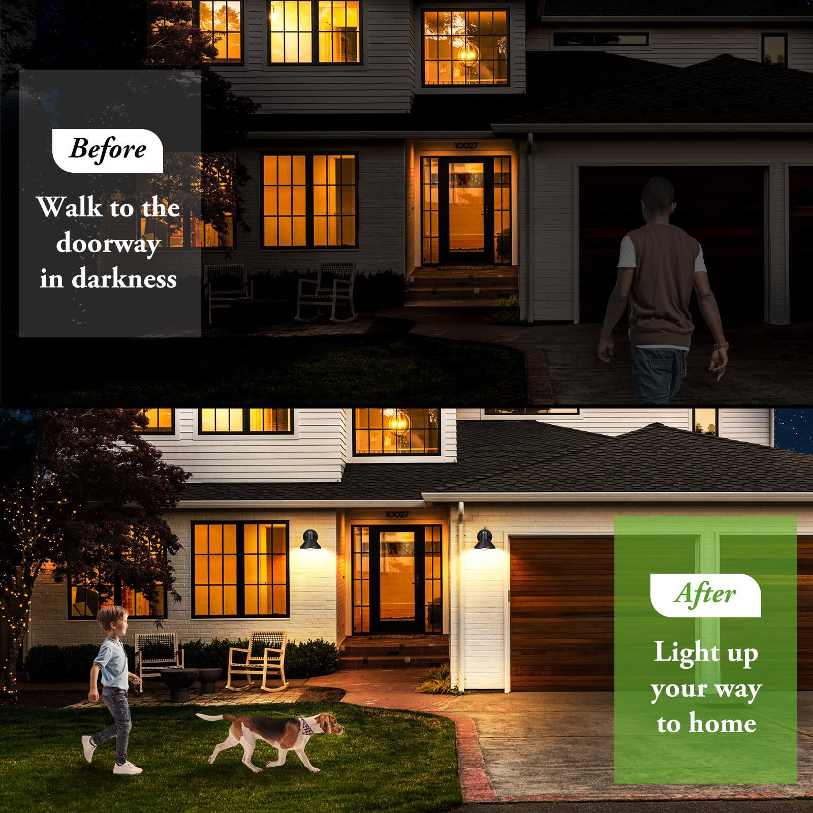 Before  
Walk to the doorway in darkness  

After  
Light up your way to home