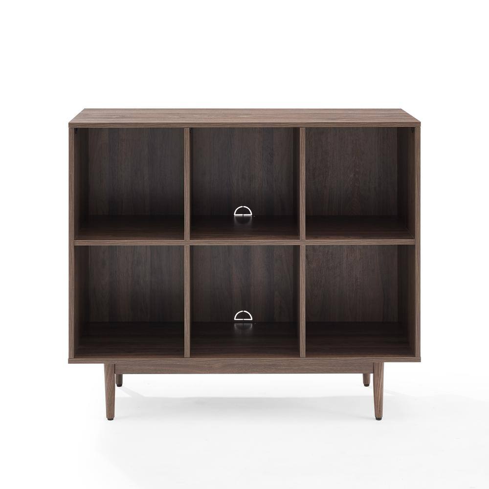 Left. Crosley Furniture - Liam 6 Cube Record Storage Cube Bookcase - Walnut.