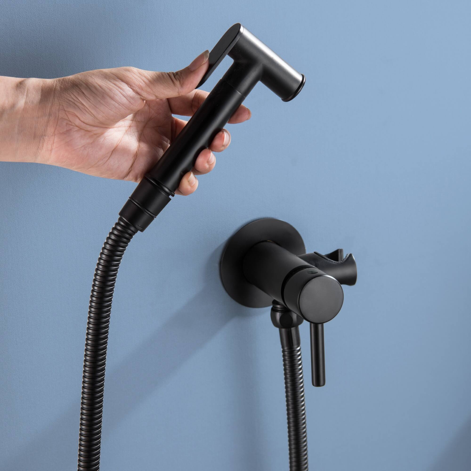 Alt View 1. Boyel Living - Matte Black Solid Brass Bidet Sprayer Hot Cold Water - Matte Black.