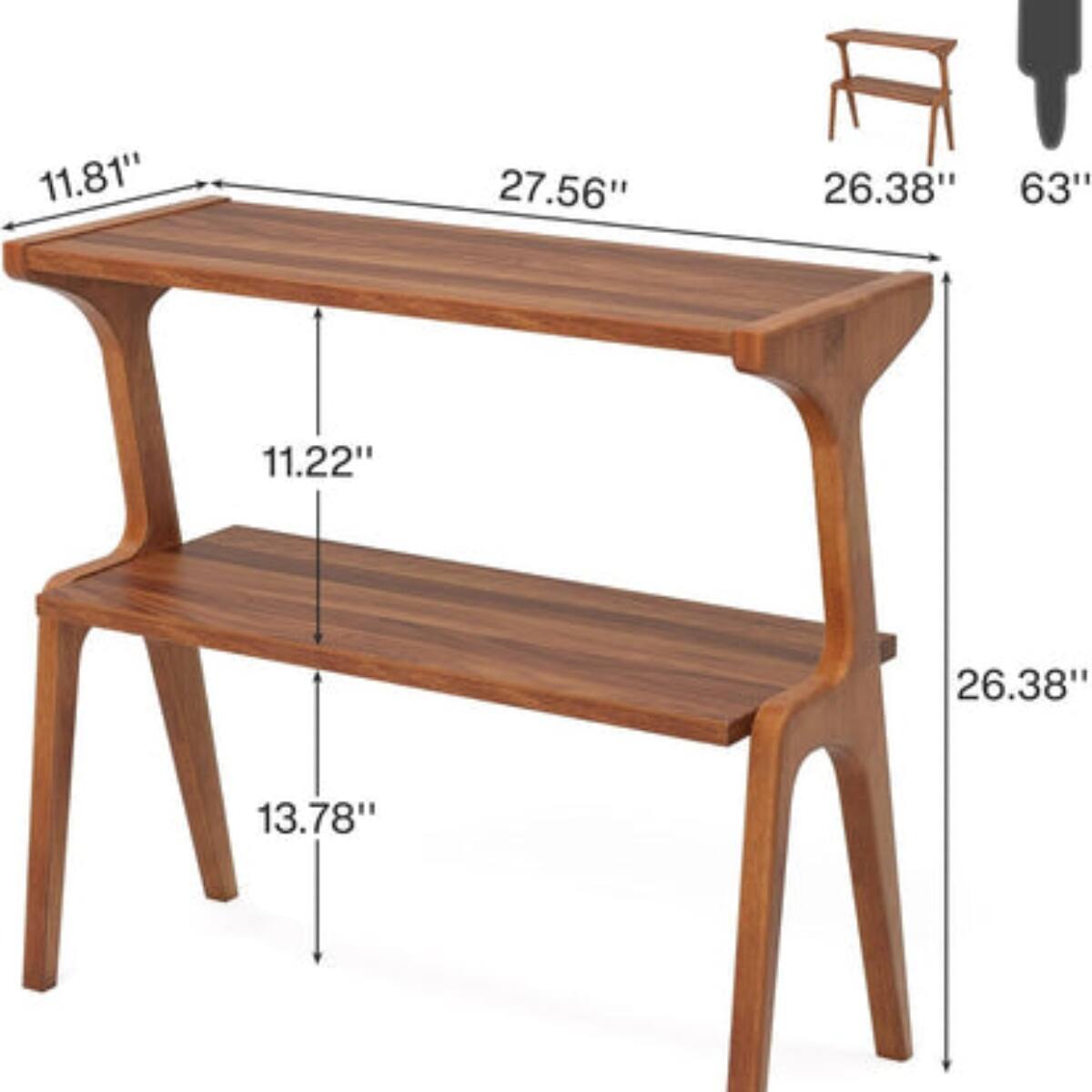 Tribesigns Solid Wood End Table with Storage Shelves, Space Saving ...