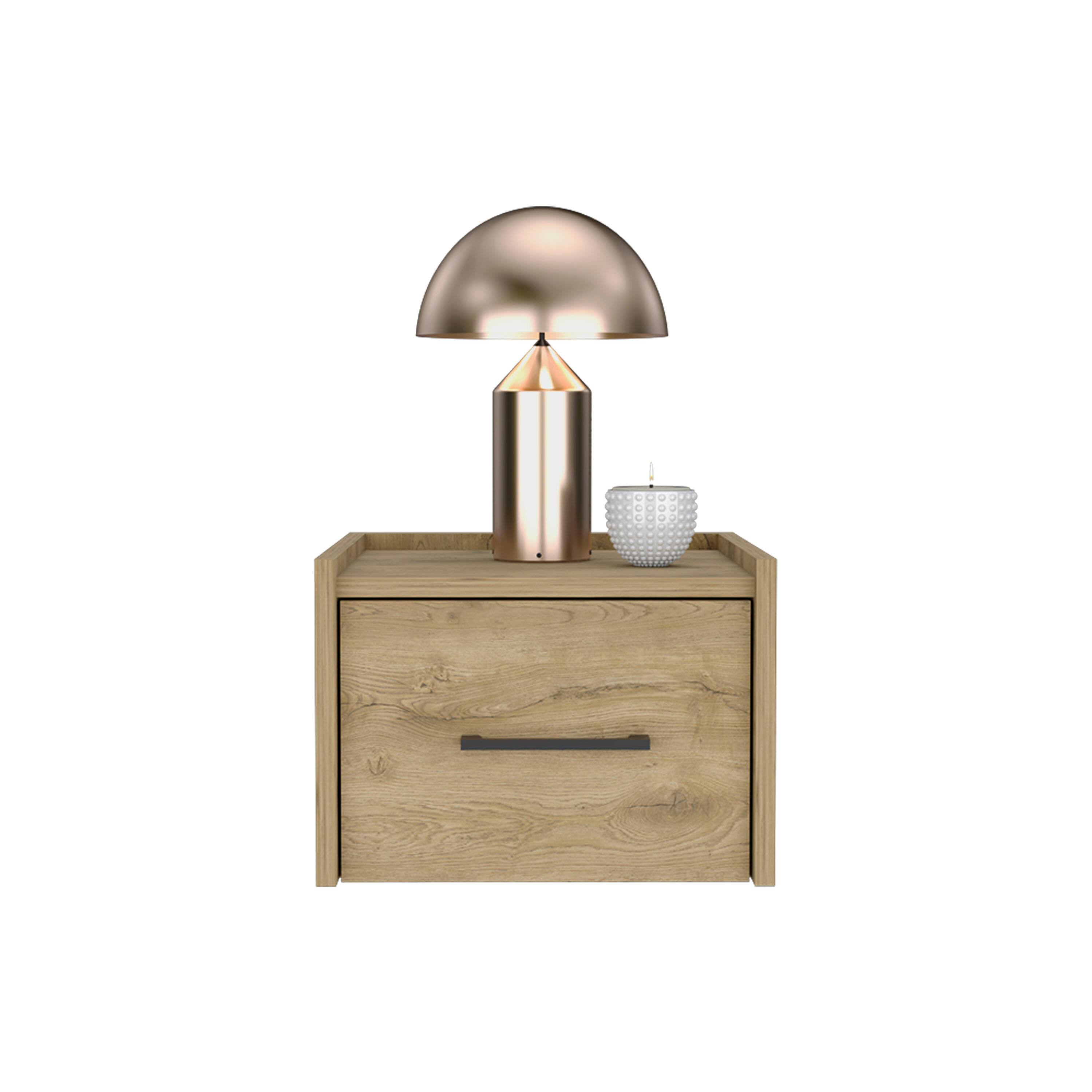 Alt View 1. Tiramisubest - Floating Nightstand, Space-Saving Design with Handy Drawer and Surface, Macadamia - Beige.