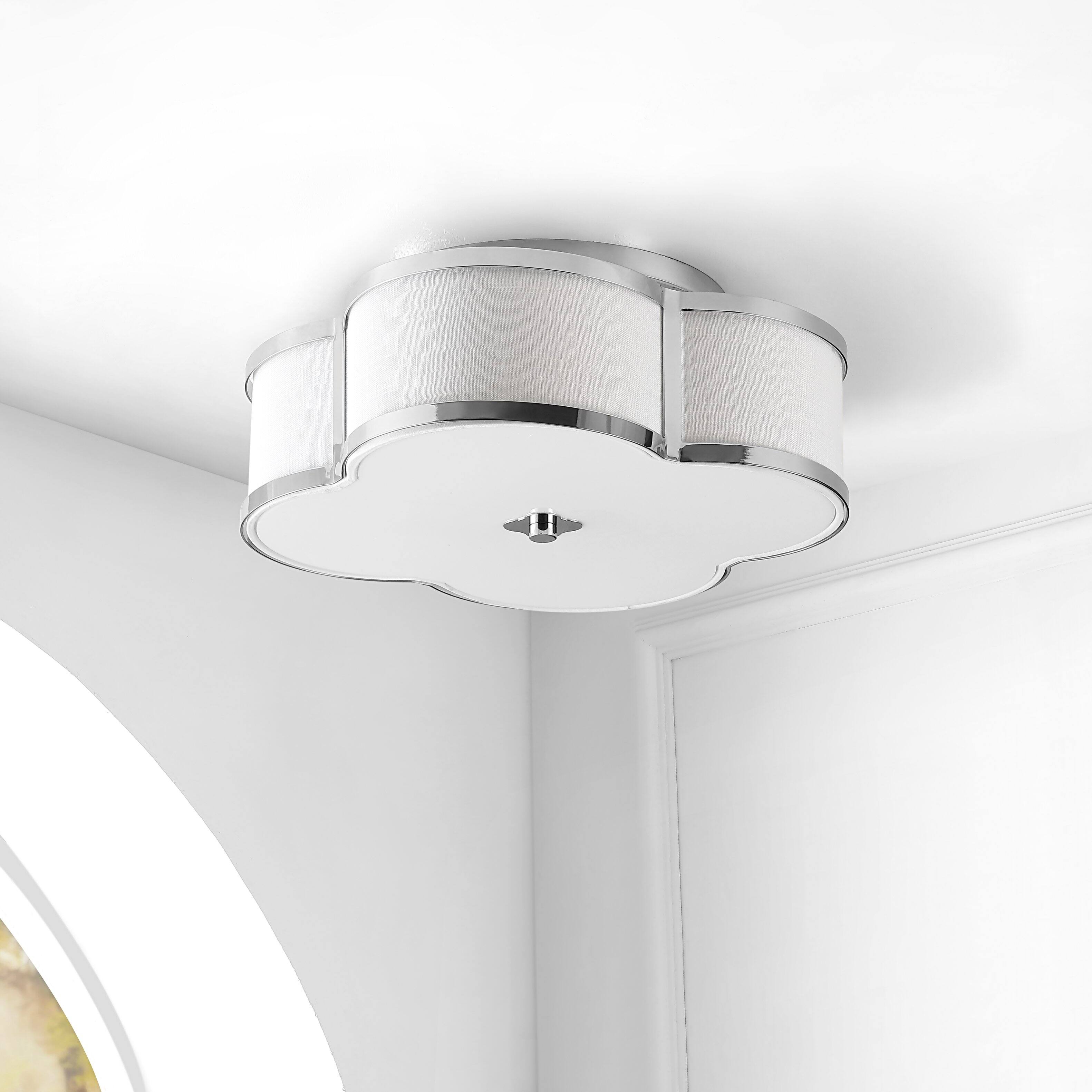 Alt View 4. Jonathan Y - Quatrefoil 18" Scalloped Shade Metal Classic Glam LED Flush Mount, Chrome - Chrome.