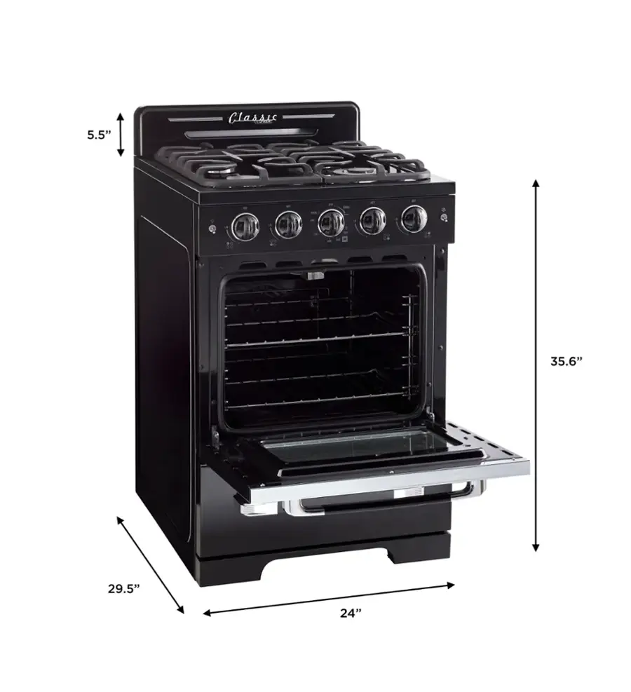 The text on the image reads "5.5" Glass is 35.6" 29.5" 24". This text is grouped and corrected as follows:

"5.5" Glass is 35.6" 29.5" 24"

This text describes the dimensions of the glass oven door, which is 5.5 inches wide. The oven door is 35.6 inches tall, 29.5 inches wide, and 24 inches deep.