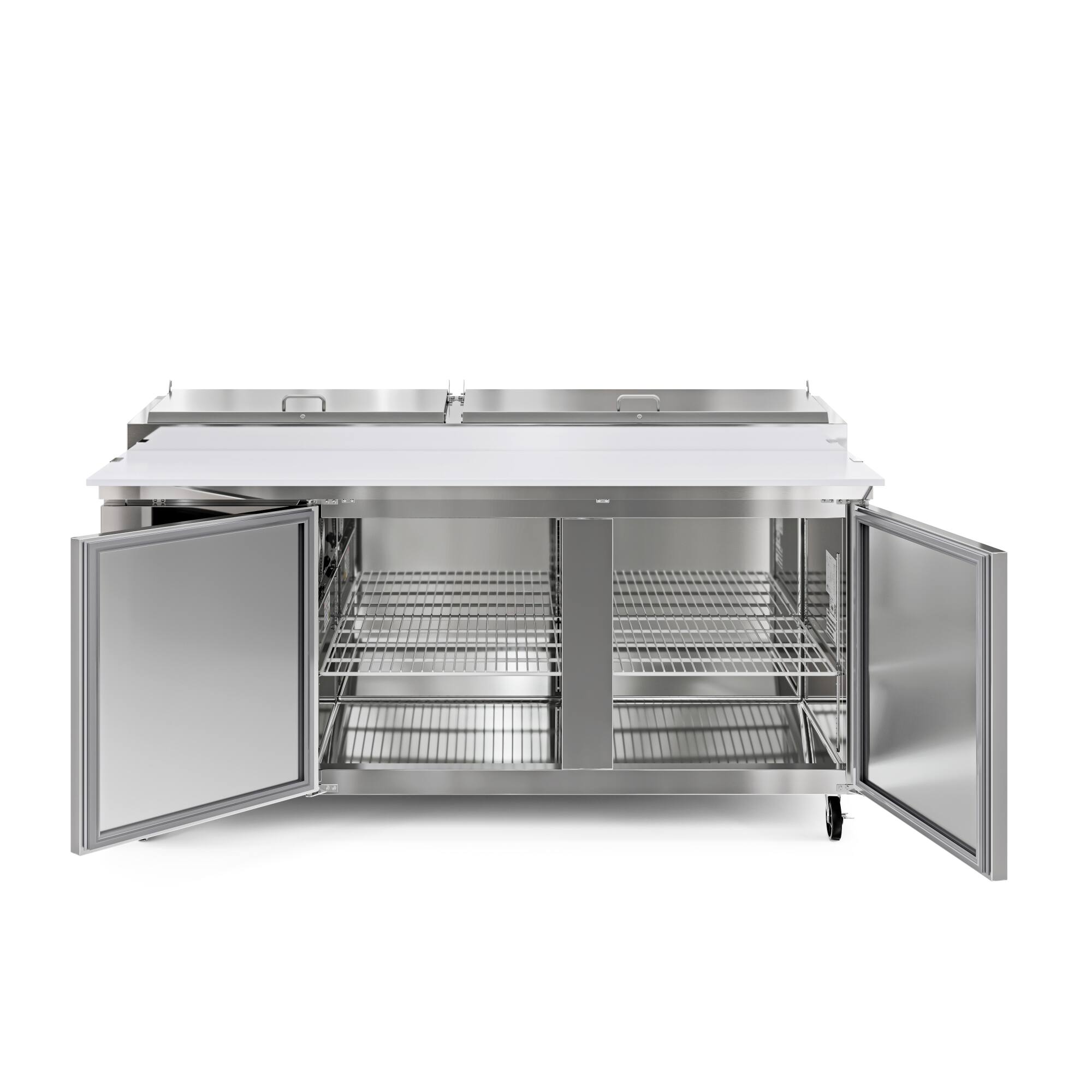 Left. Koolmore - 71 in. Two Door Commercial Pizza Prep Refrigerator in Stainless-Steel (KM-RPPS-2DSS) - Stainless-Steel.