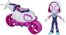 Hasbro - Spidey and His Amazing Friends Ghost-Spider 4-Inch Poseable Figure with Copter-Cycle Vehicle for Ages 3+ - Multicolor