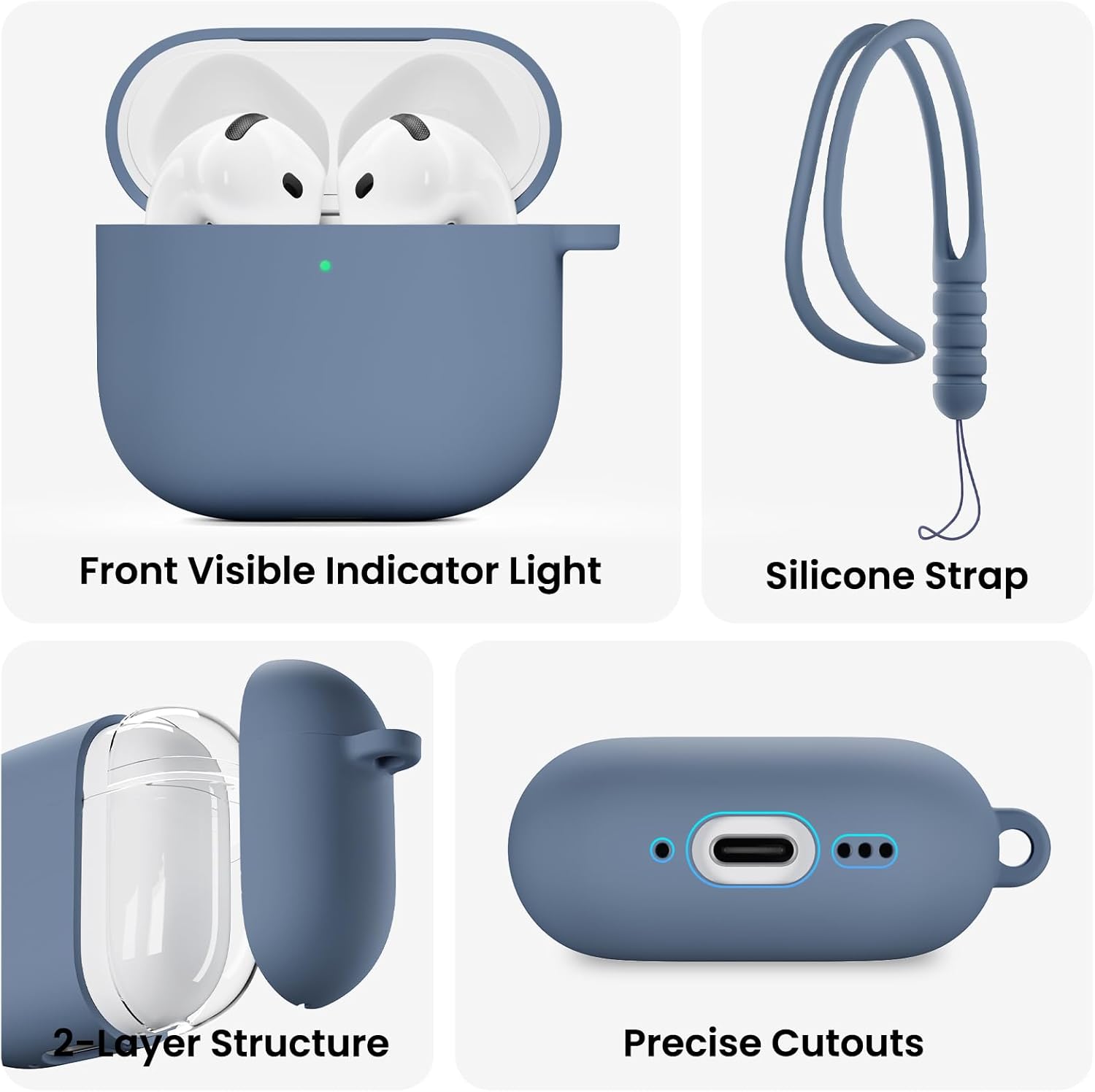 Front Visible Indicator Light, Silicone Strap, 2-Layer Structure, Precise Cutouts