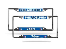 Rico Industries - Philadelphia 76ers NBA (Set of 2) Lightweight Chrome Metal License Plate Frames - Multi