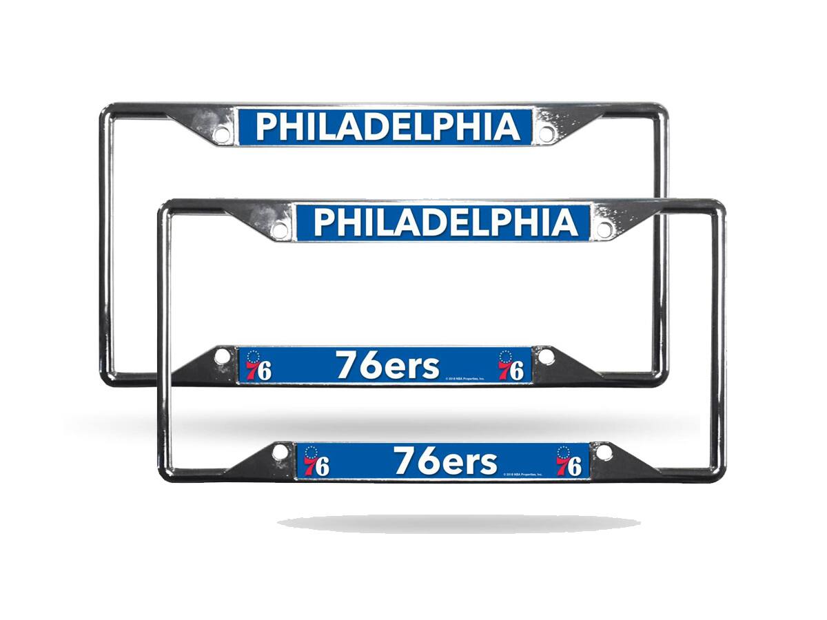 Philadelphia 76ers NBA (Set of 2) Lightweight Chrome Metal License Plate Frames