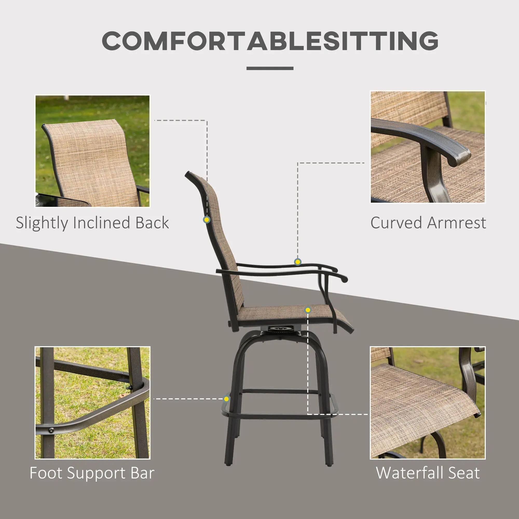 COMFORTABLESITTING - Slightly Inclined Back, Curved Armrest, Foot Support Bar, Waterfall Seat