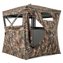 Gymax - Hunting Blind for 3-4 People w/270° Viewing Range Carrying Bag - Camouflage
