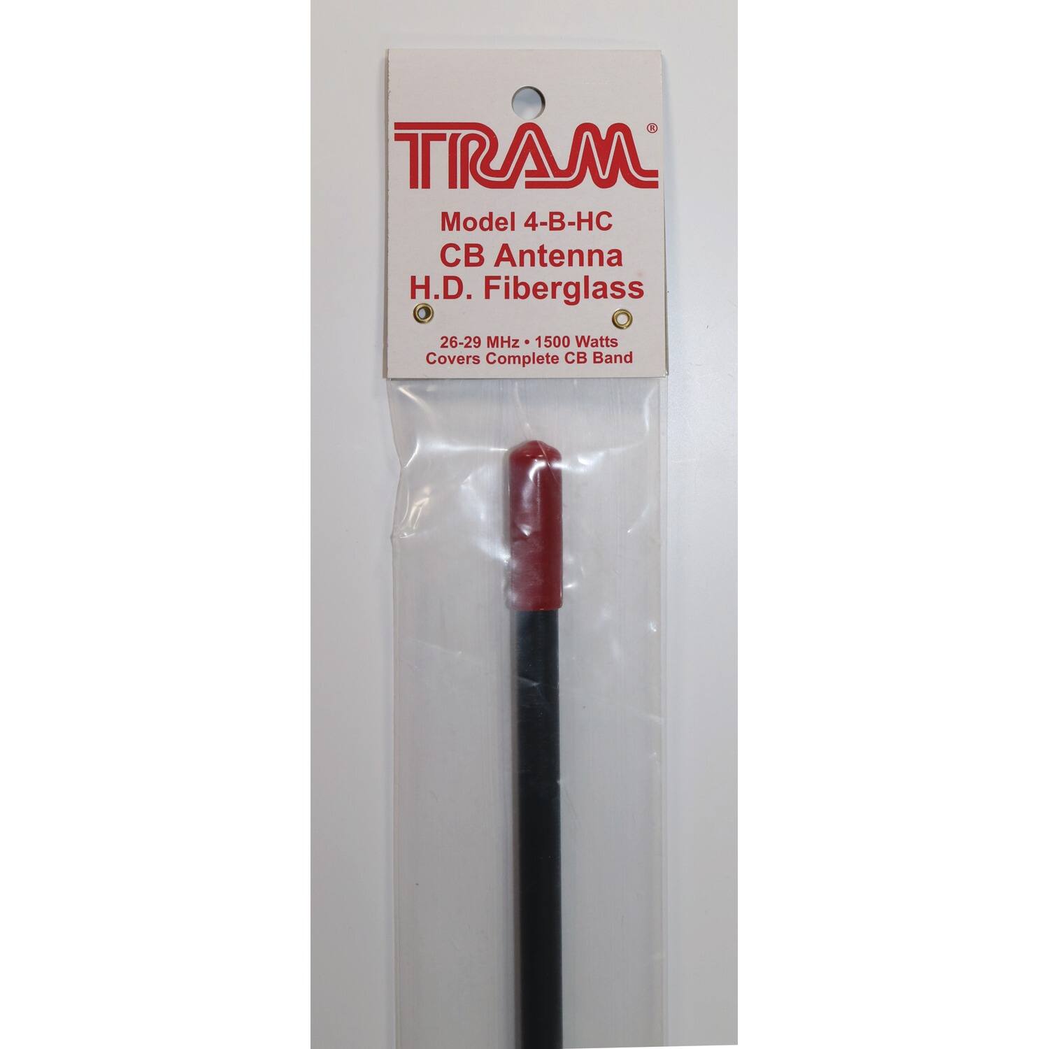 TRAM Model 4-B-HC CB Antenna H.D. Fiberglass 26-29 MHz 1500 Watts Covers Complete CB Band