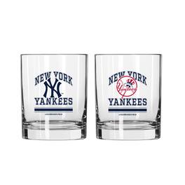Logo Brands - New York Yankees 12oz. Current & Throwback Logos Two-Pack Glass Set - Multicolor