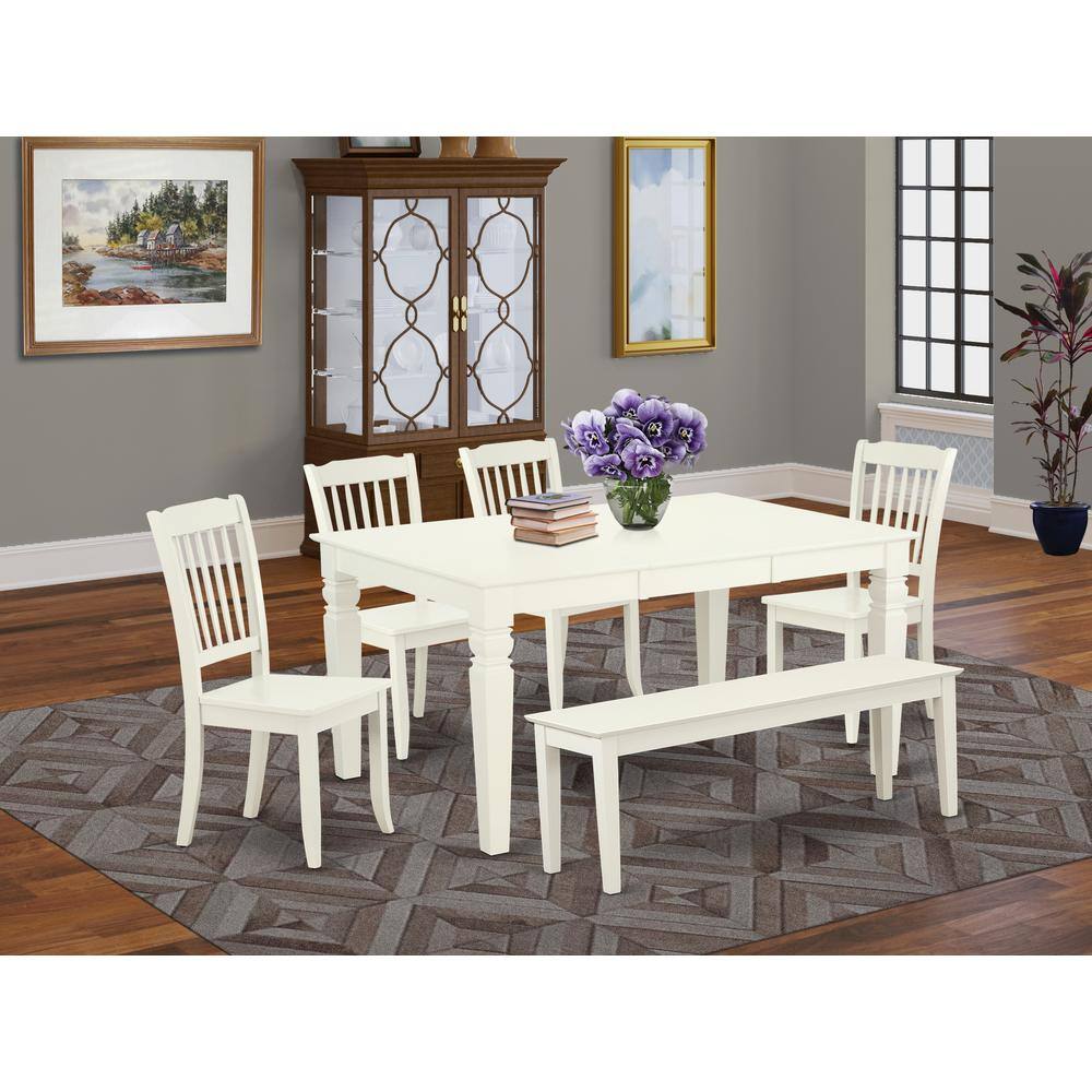 Left. East West Furniture - Dining Room Set Linen White - Brown.