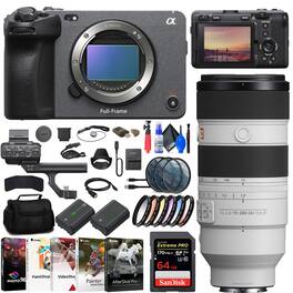 FX3 Full-Frame Cinema Camera + Sony FE 70-200mm Lens + 64GB Card + More