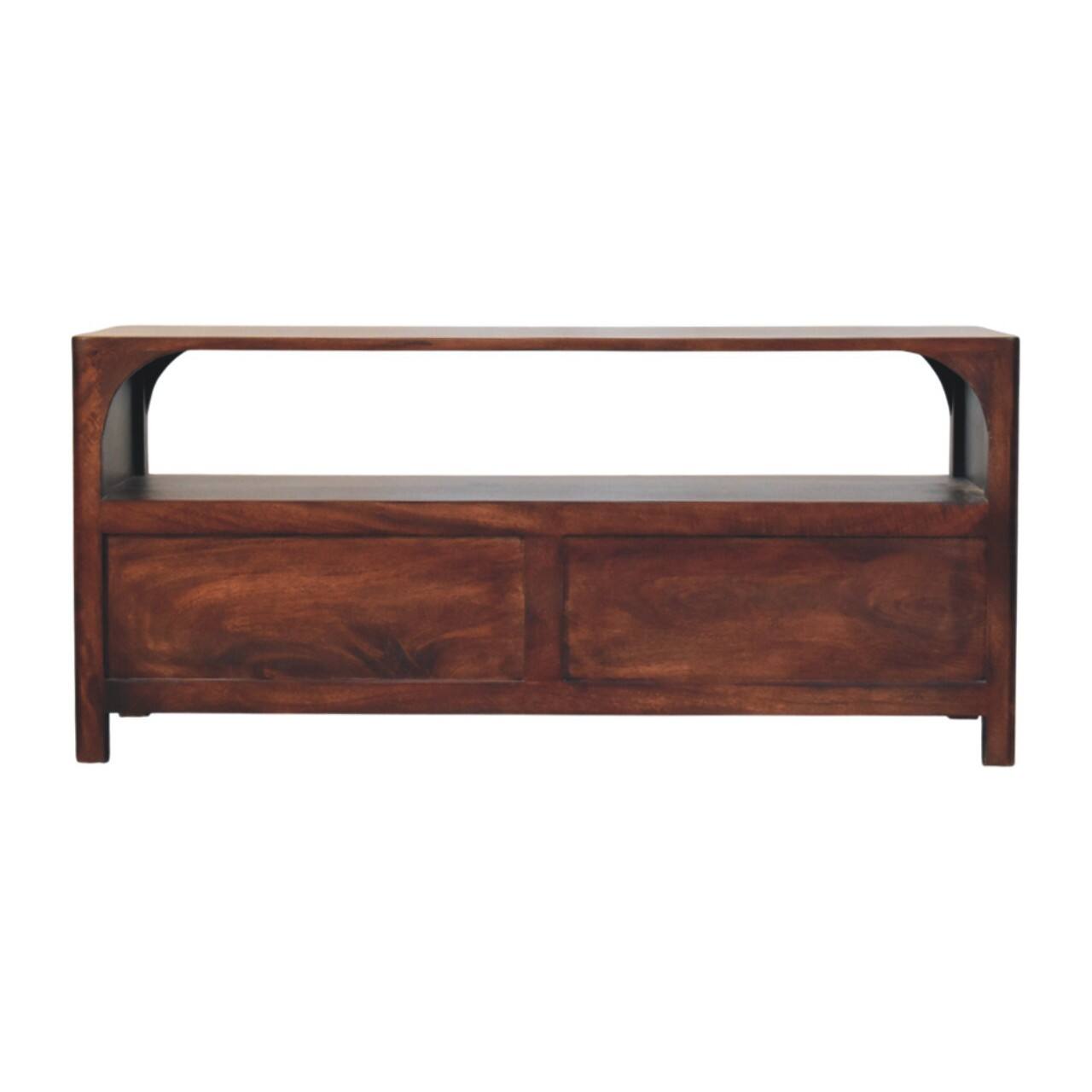 Back. Artisan Furniture - Artisan Furniture Solid Wood Arched Edge 2 Drawer Media Unit - Brown.