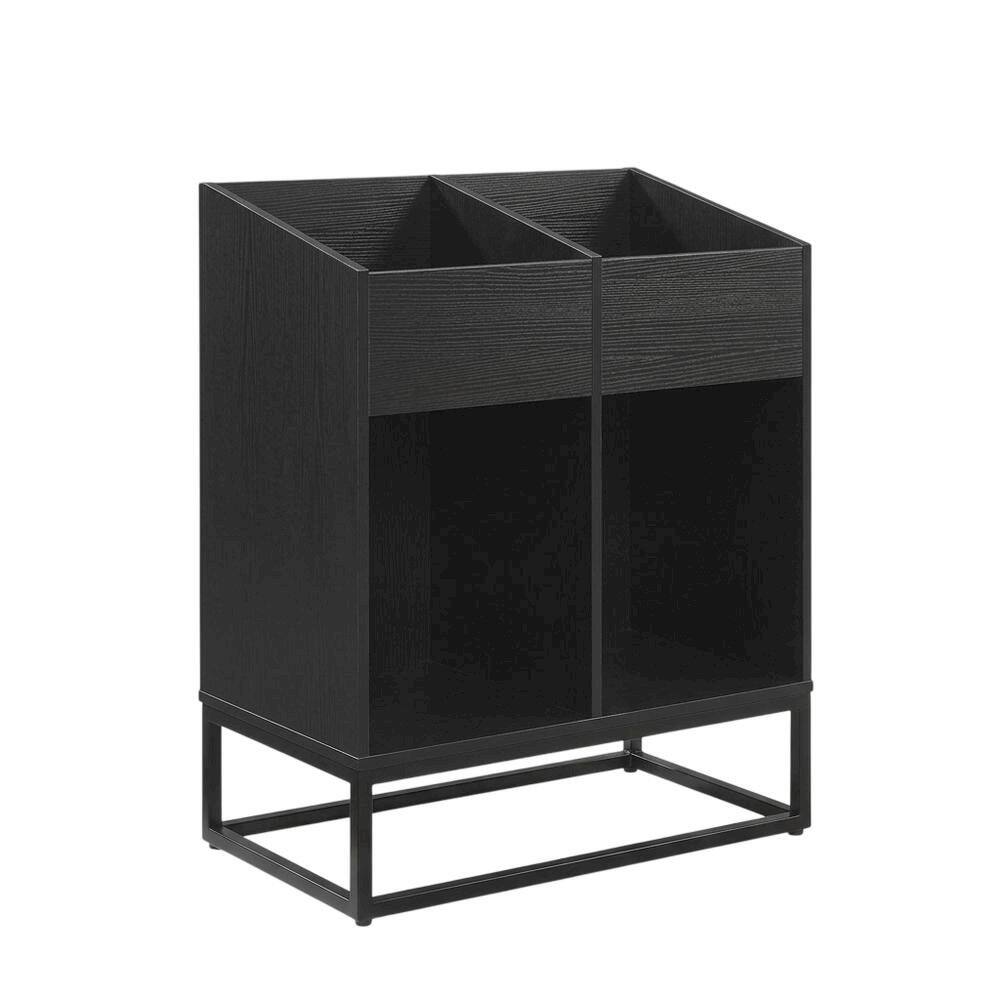 Back. FurniFact - Vinyl Record Storage Stand in Neutral Finish with Sturdy Construction - Black.