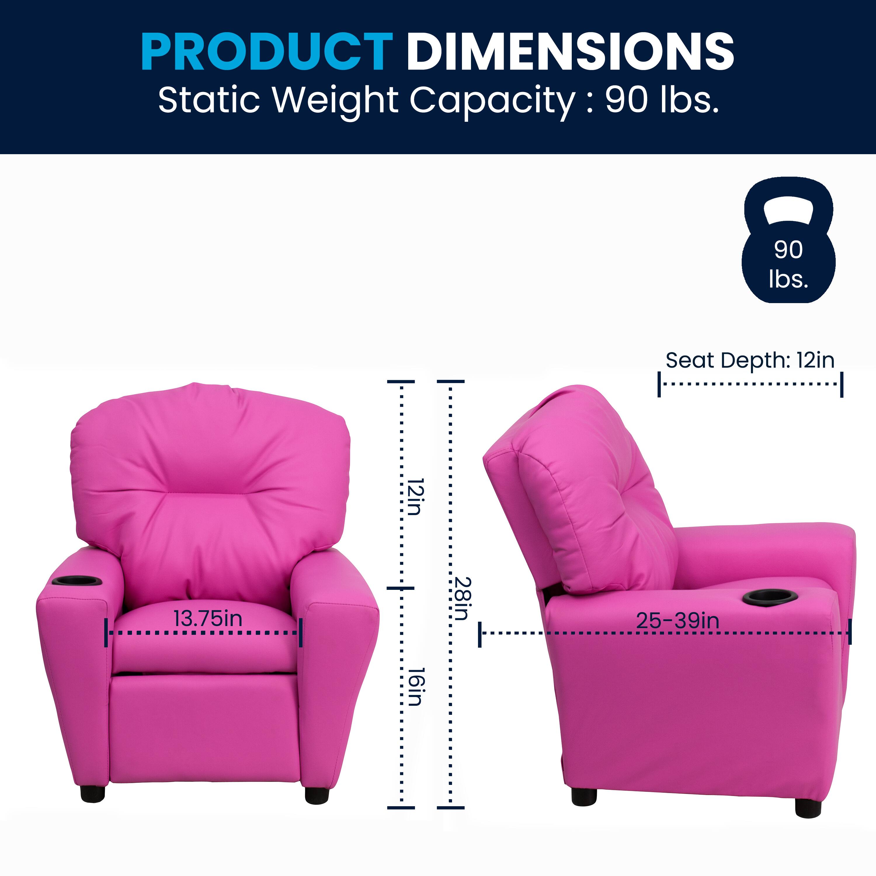 PRODUCT DIMENSIONS  
Static Weight Capacity: 90 lbs.  
Seat Depth: 12in  
Seat Depth: 13.75in  
Seat Depth: 16in  
Seat Depth: 28in  
Seat Depth: 25-39in