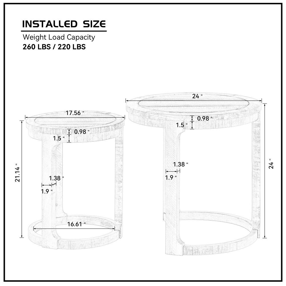 INSTALLED SIZE  
Weight Load Capacity  
260 LBS / 220 LBS  

24"  
17.56"  
0.98"  
1.5"  
1.38"  
1.9"  
1.5"  
1.38"  
1.9"  
0.98"  
24"  
21.14"  
16.61"