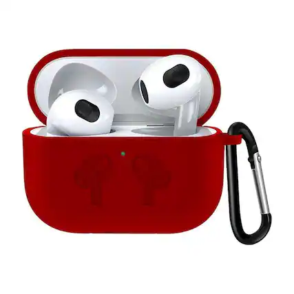 Front. Entronix - Entronix AirPods 3rd Gen Case - Soft-Touch Liquid Silicone for Ultimate Protection - Red.