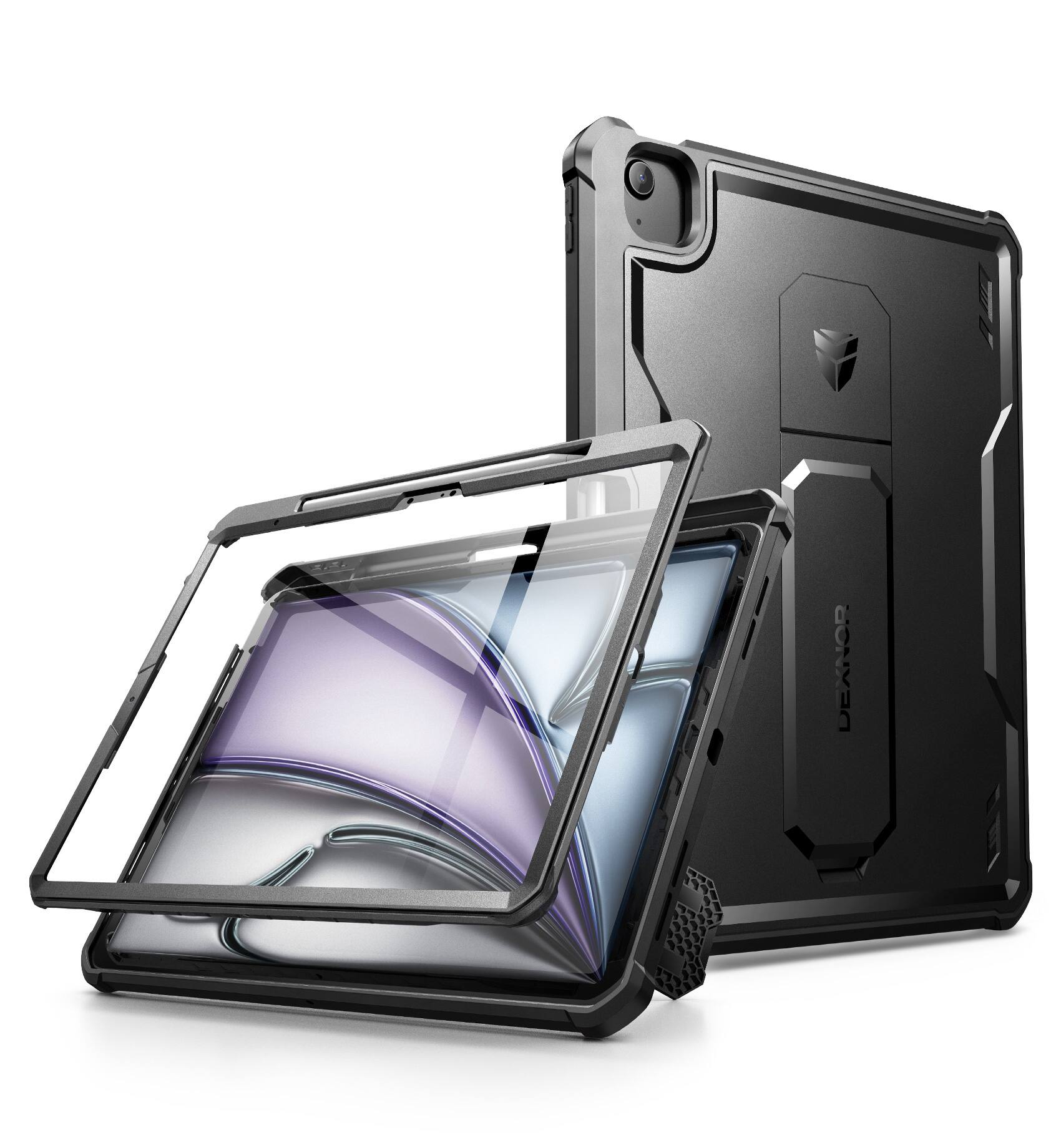 Angle. dexnor - Dexnor for iPad Air 13 Inch Case 2025/2024 (M3/M2) with Pencil Holder, - Black.