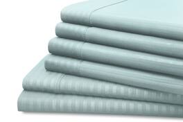 Hotel New York - Dobby Stripe Embossed 6-Piece Sheet Set - Light Blue