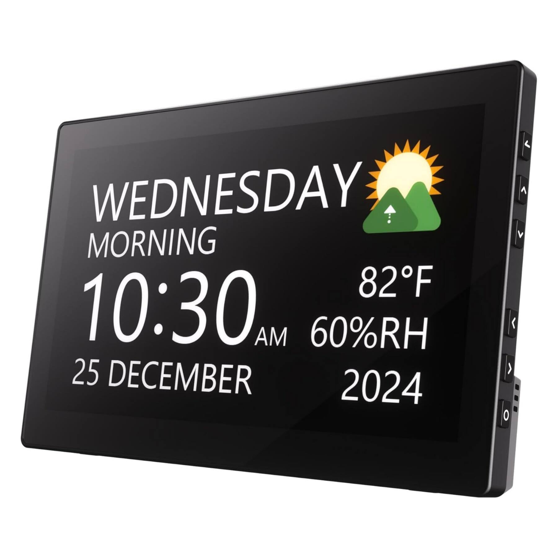 Dazzed Corner - Digital Clock, Large Display Calendar Clock 12/24 Hours - Black