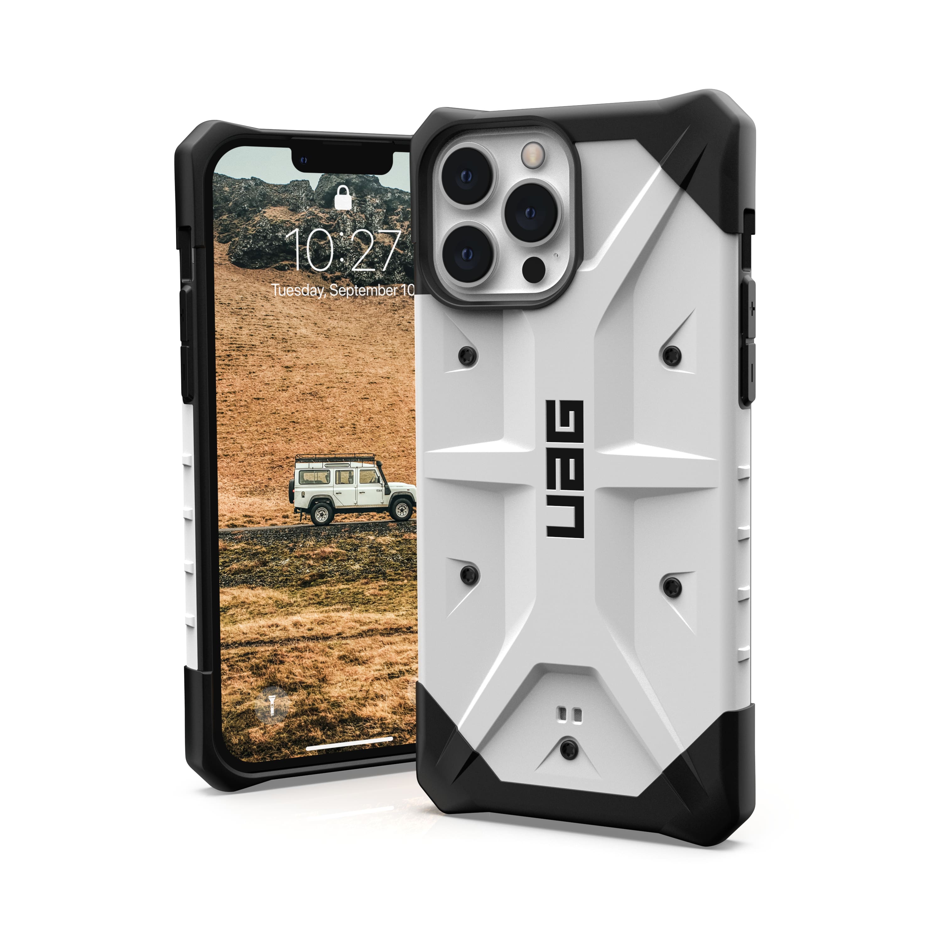 Front. UAG - Pathfinder Case for iPhone 13 Pro Max - White.