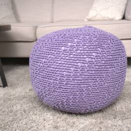 GOODSILO - Stylish Round Knitted Cotton Pouf for Versatile Seating and Decorative Accents - Lavender