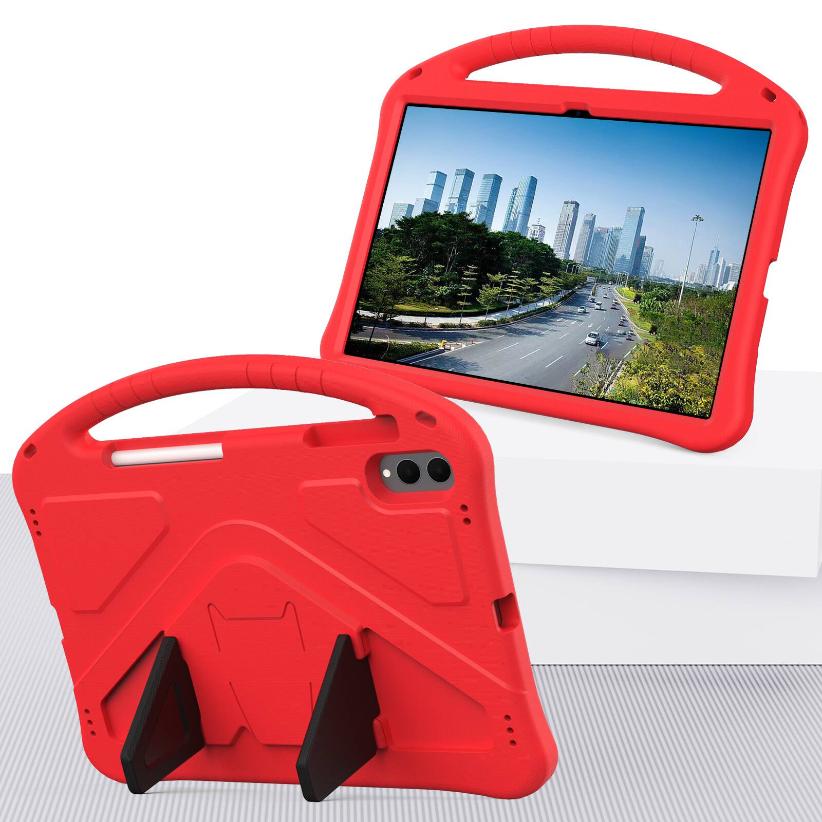 Alt View 2. Dteck - For Samsung Galaxy Tab S11 Ultra 2025 14.6-inch  Lightweight EVA Shockproof Handle Stand Kids Case Cover - Red.