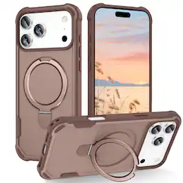 Dteck - Rugged Mag Safe Case for Apple iPhone 17 Pro Max,Mag Safe Compatible,Bulit in Magnetic Metal Stand Shockproof Cover - Desertgold
