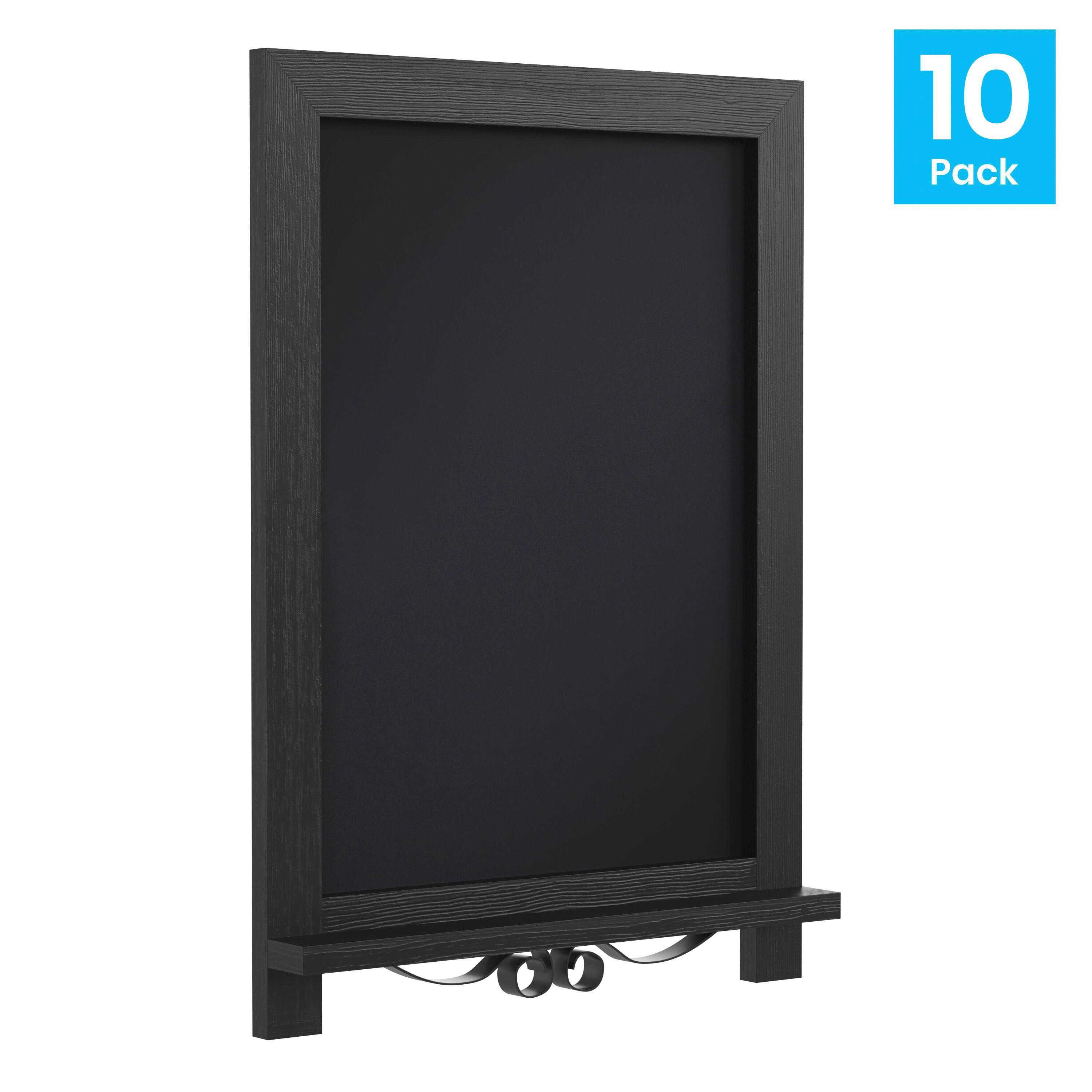 Alt View 1. Emma + Oliver - Burke Rustic Vintage Tabletop or Wall Hanging Chalkboard with Magnetic Surface and Folding Legs - Black.