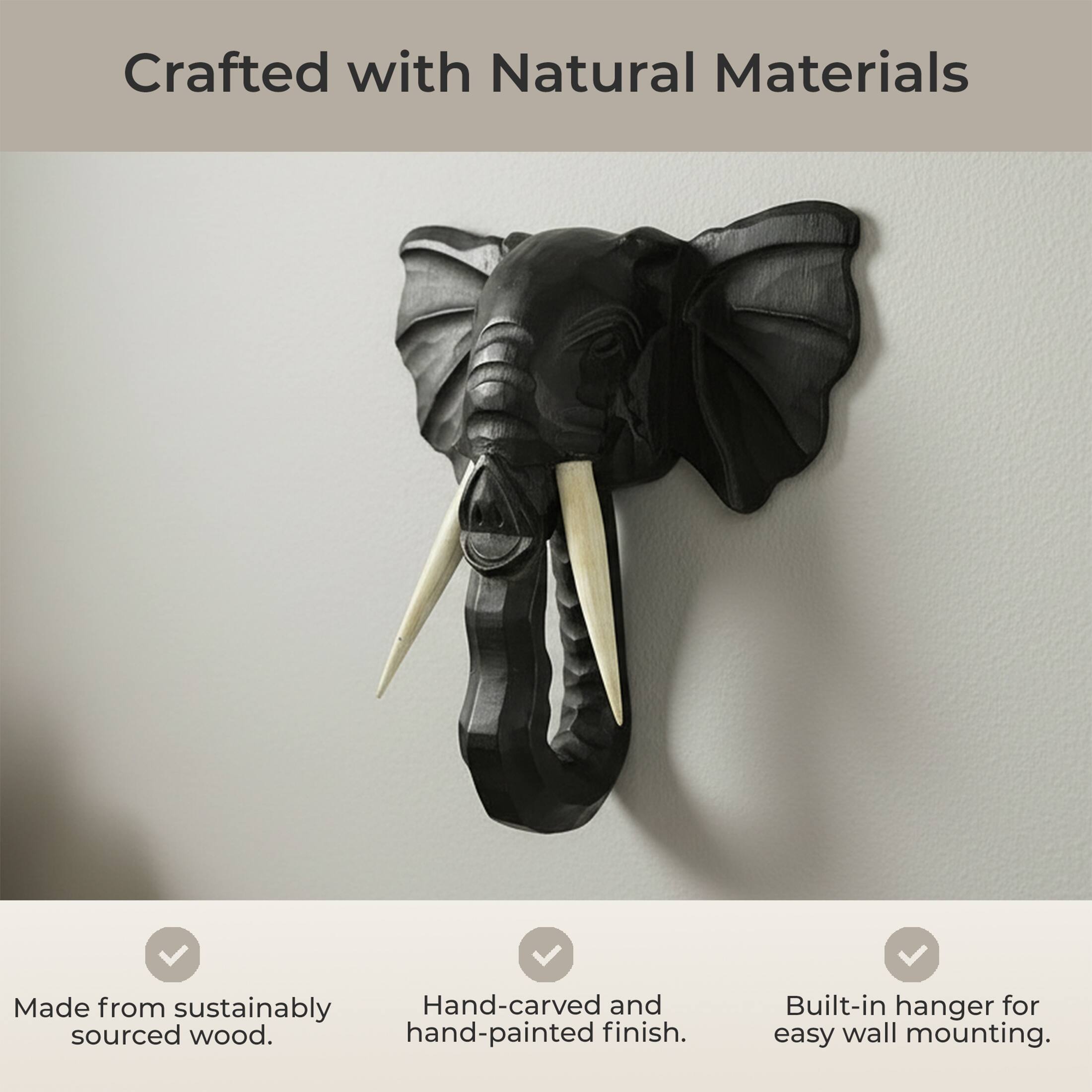 Crafted with Natural Materials

- Made from sustainably sourced wood.
- Hand-carved and hand-painted finish.
- Built-in hanger for easy wall mounting.