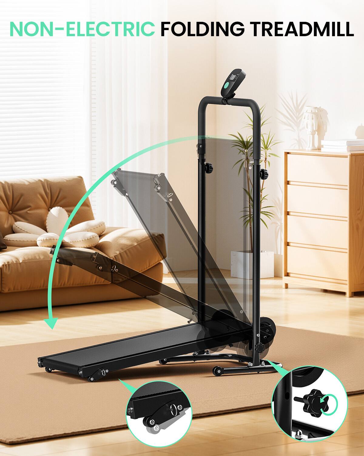 NON-ELECTRIC FOLDING TREADMILL