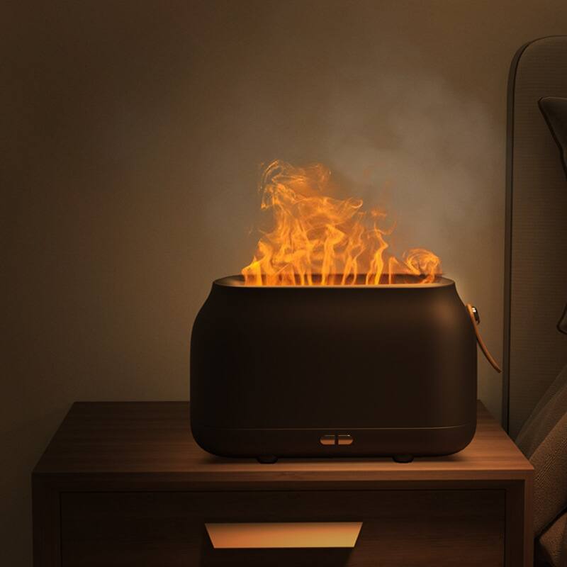 Alt View 2. Cluzine - Humidifier Ultrasonic Aroma Diffuser Simulated Flame Night Light Low Noise USB Home Hotel - Gray.