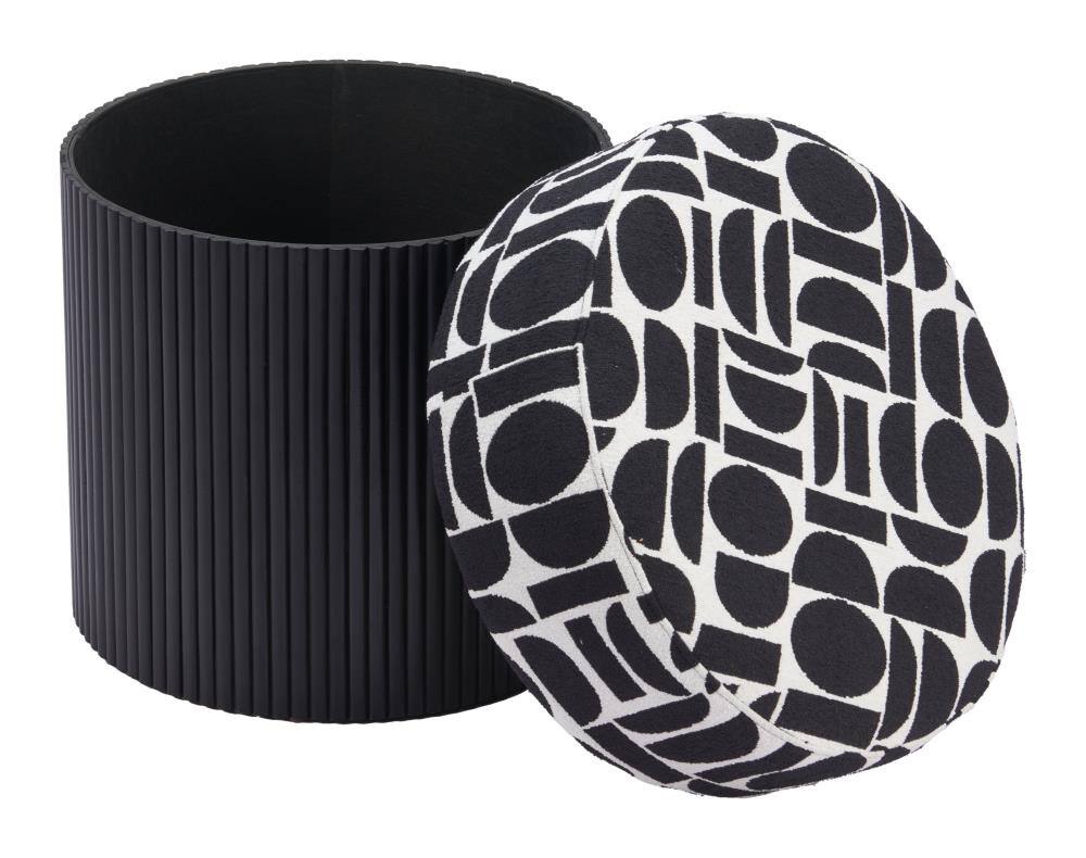 Back. Hivvago - Boto Storage Ottoman Black & White - Black & White.