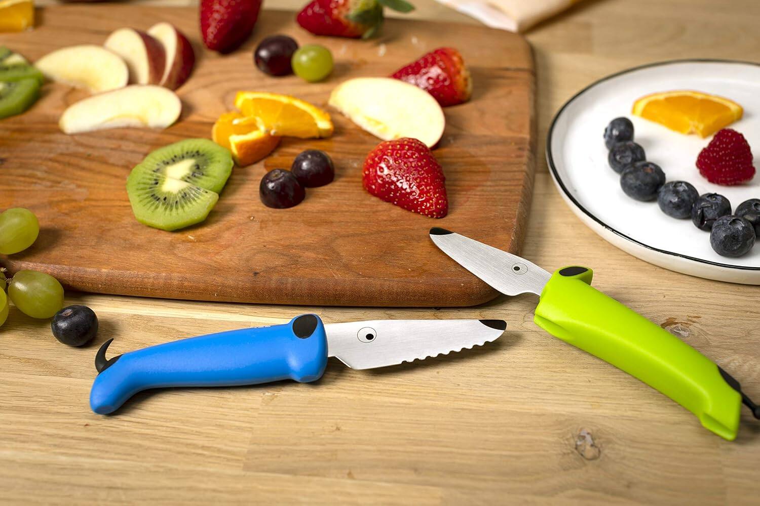 Alt View 4. Kuhn Rikon - Kinder Kitchen Essential Knife Set, Blue/Green - Blue.