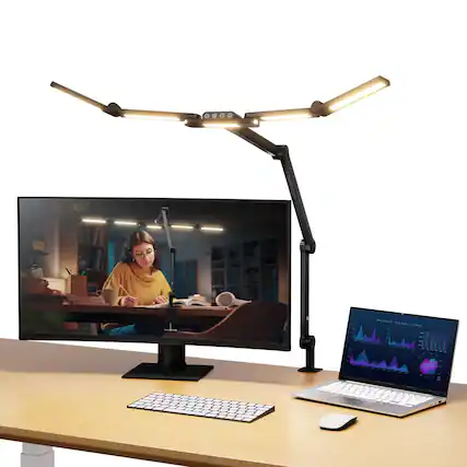 Front. Neewer - 32.5" Clip-On Desktop LED Light, 23W Dimmable, 5 Light Bars, DL01.