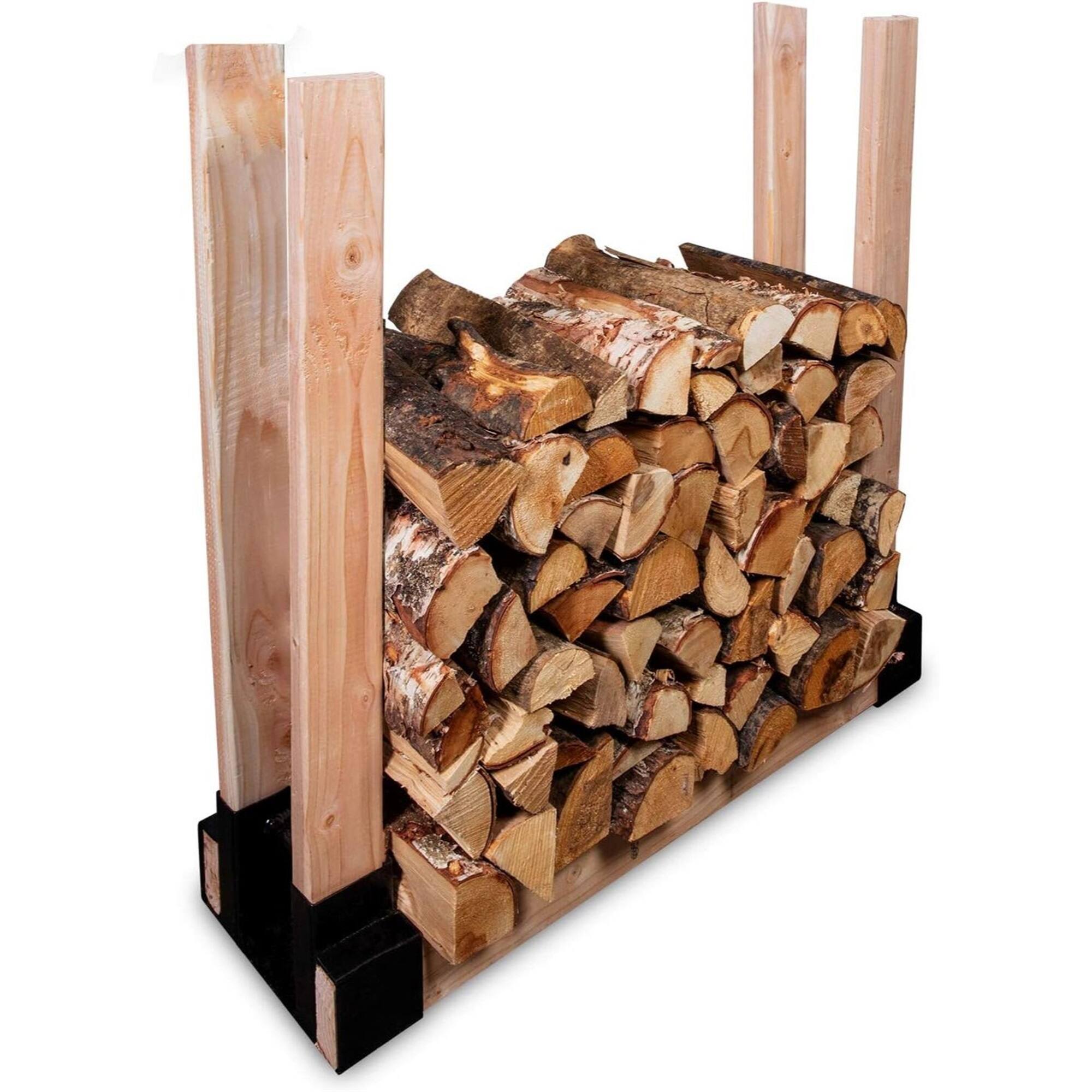 Alt View 4. Right Hand - Adjustable Firewood Rack Brackets Kit, Indoor & Outdoor Firewood Rack, Durable Steel - Black.