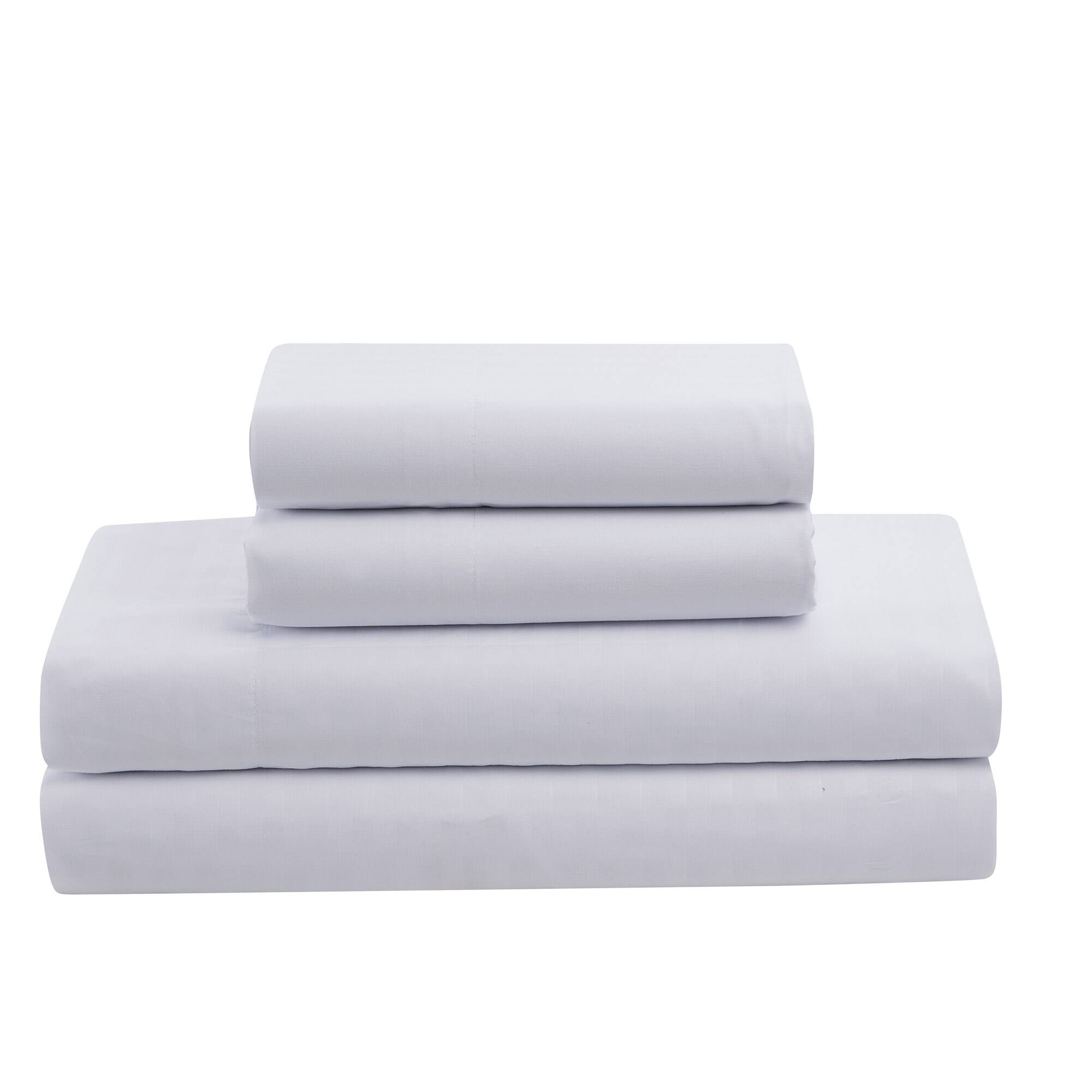 Back. Sweet Home Collection - 8 Piece Embossed Dobby Stripe Bed in a Bag All Season Complete Set with Sheets - Queen - White.