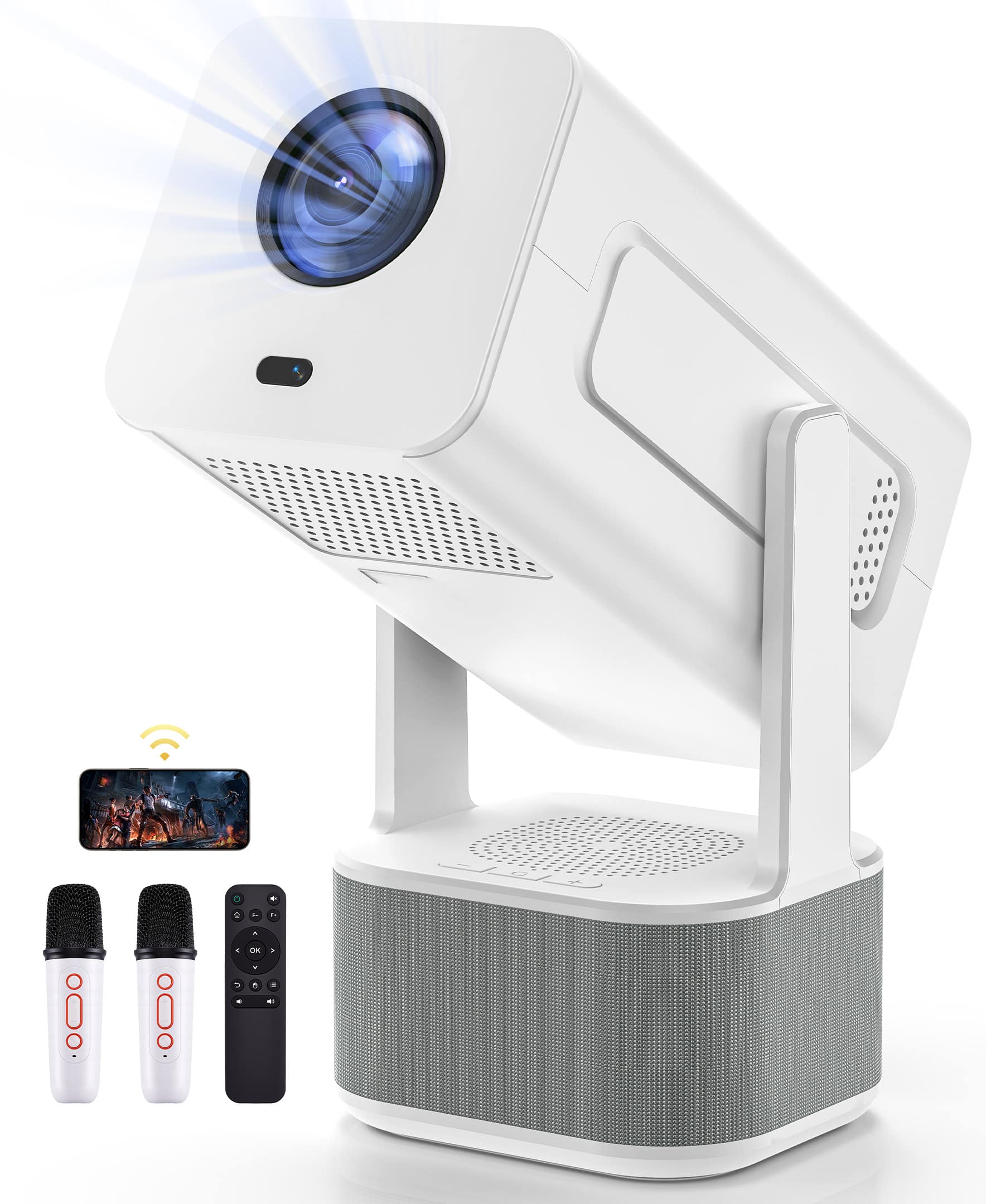 Sugift - Mini Projector WiFi 6 Bluetooth 5.2 Android 11 1080P 4K Support 350-ANSI Lumens 2 Wireless Mics - White price history on PriceWatchPro