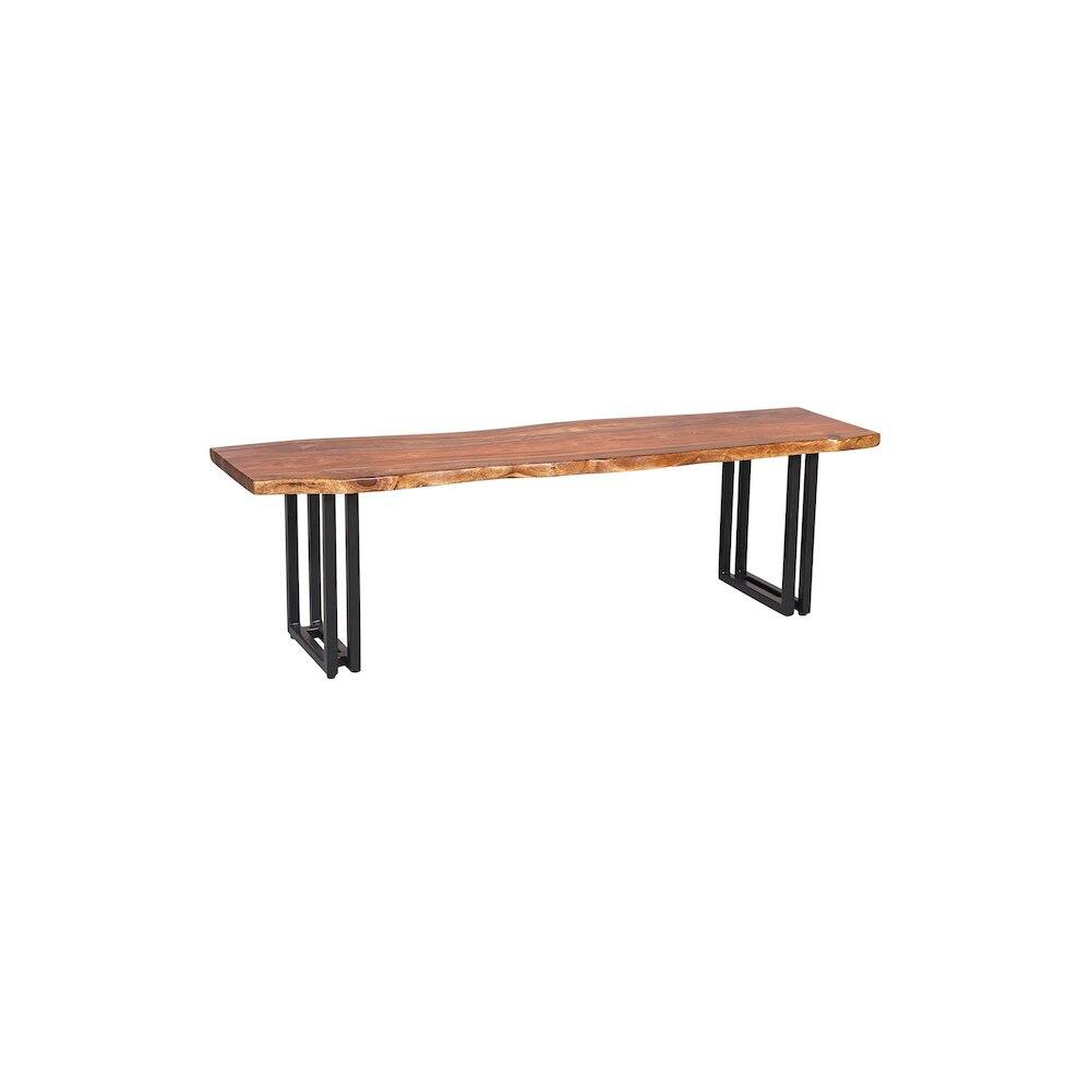 Back. Porter Designs - Manzanita Live Edge Solid Sheesham Wood Dining Bench - Brown.