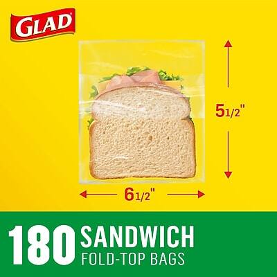 GLAD 5 1/2" x 6 1/2" 180 SANDWICH FOLD-TOP BAGS