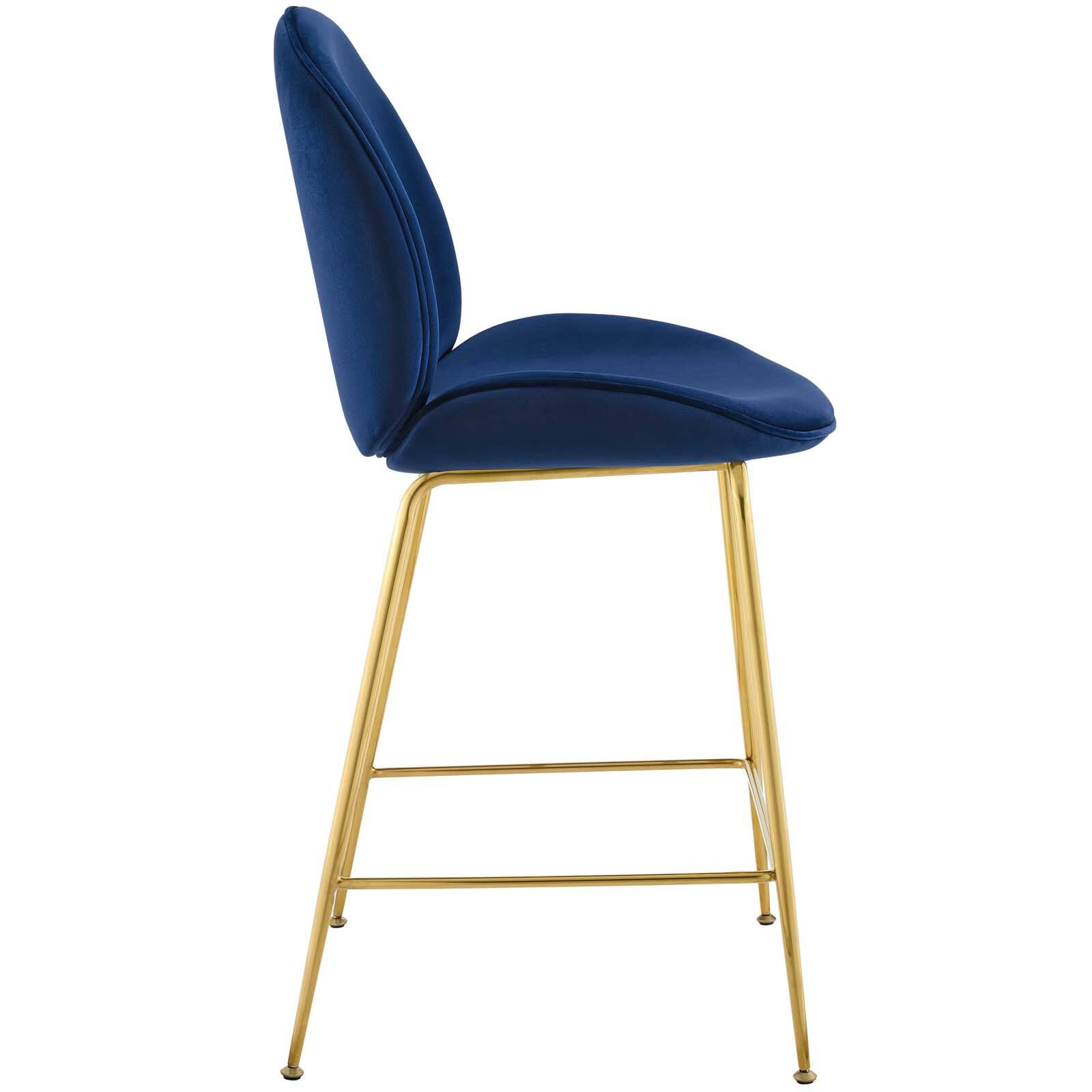 Back. Modway - Scoop Gold Stainless Steel Leg Performance Velvet Counter Stool by Modway - Navy.